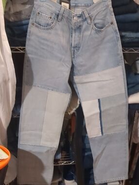 Levi's 501's Light Blue Patchwork Jeans for Men
